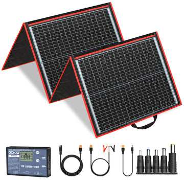 DOKIO 150W Portable Folding Solar Panel Kit for Camping, RV, Car Battery, Power Station & Off-Grid Power