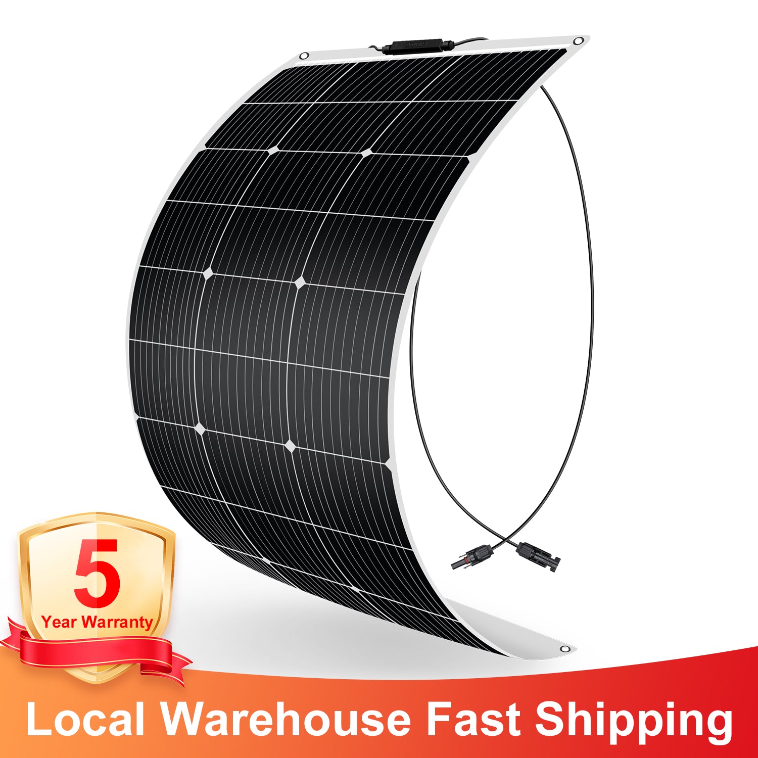 Dokio 100W Flexible Monocrystalline Solar Panel for RV Roofs, Boats & Curved Surfaces