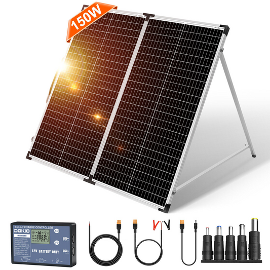 Dokio 150W 12V Faltbares tragbares Solarpanel-Kit für Camping/Wohnmobil/Kraftwerk 