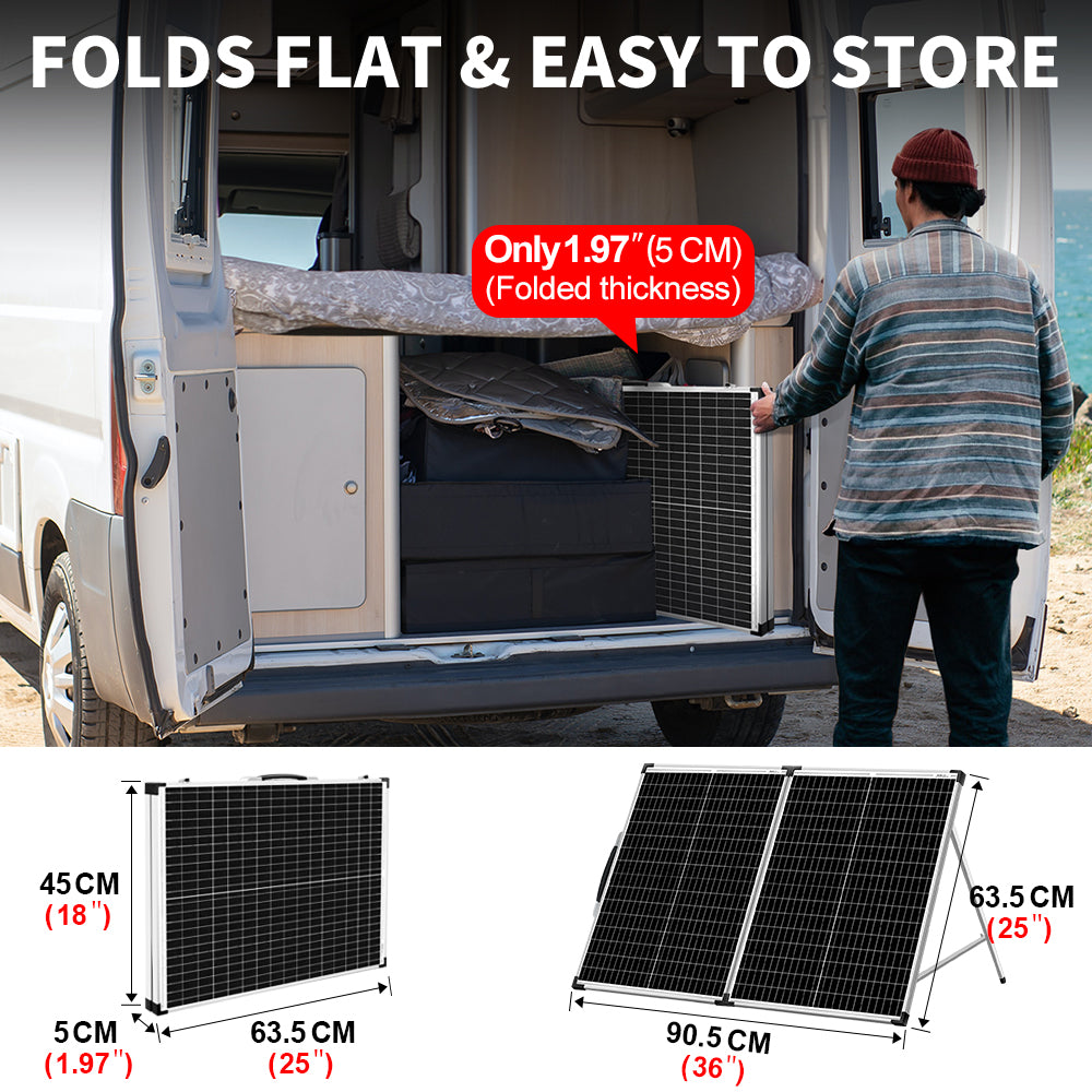 Dokio 100W Portable Foldable Solar Suitcase Panel Kit for Camping/RV/Car Battery/Home