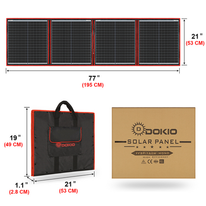 160W Portable Foldable Solar Panel, Solar Module for Camping, RV, Power Station