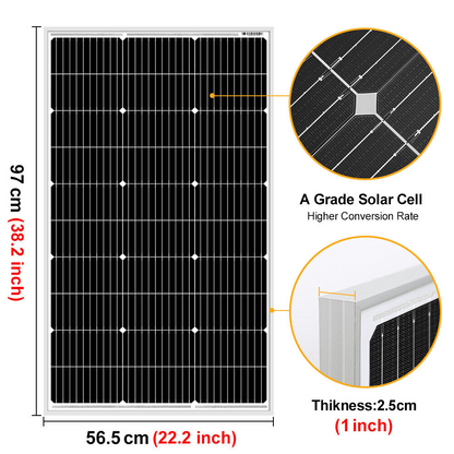 Dokio 1*100w Panneau solaire monocristallin rigide 100w pour maison/caravane/camping-car/bateau 