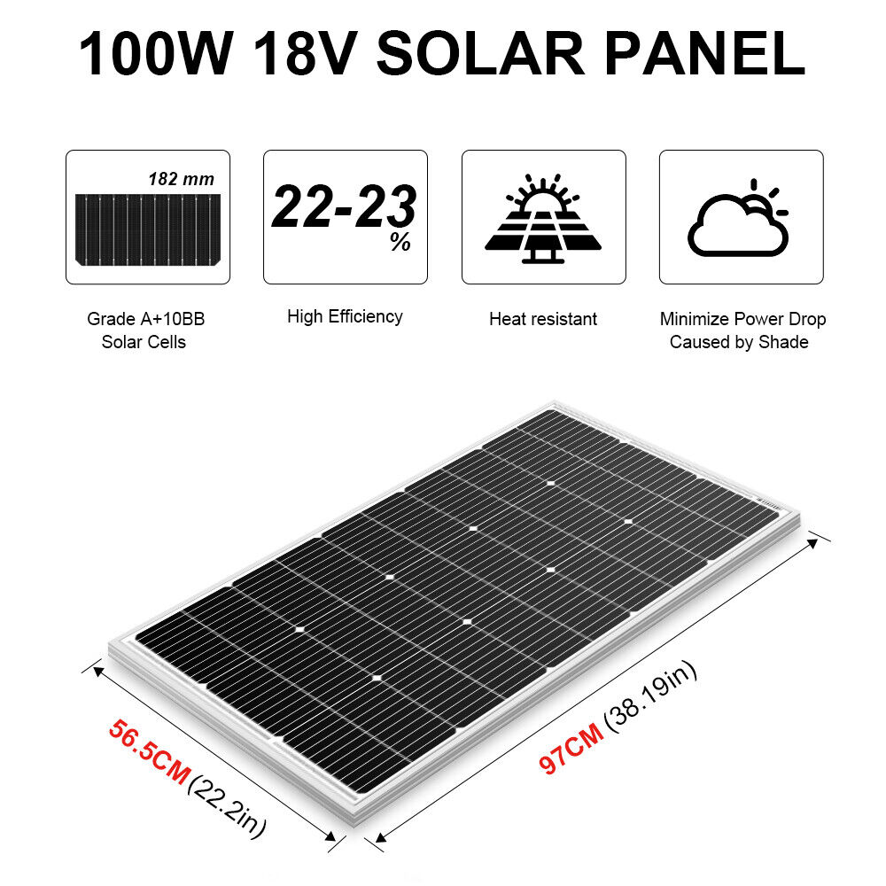 Dokio 100w Rigid Monocrystalline Solar Panel for Home/Caravan/RV/Boat