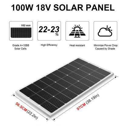 Dokio 1*100w 100w Rigid Monocrystalline Solar Panel for Home/Caravan/RV/Boat