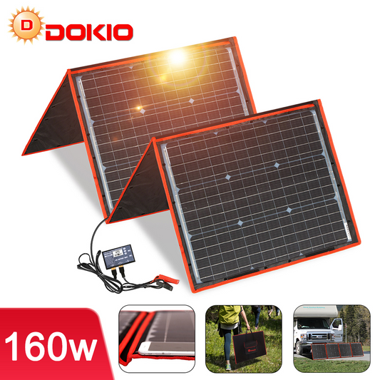 160W Portable Foldable Solar Panel, Solar Module for Camping, RV, Power Station