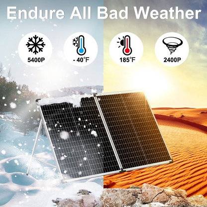 Dokio 100W Portable Foldable Solar Panel Kit for Camping/RV/Car Battery/Home