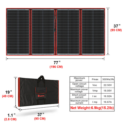 Panneau solaire portable pliable de 300 W pour centrale électrique/camping-car/batterie de voiture/téléphone portable 