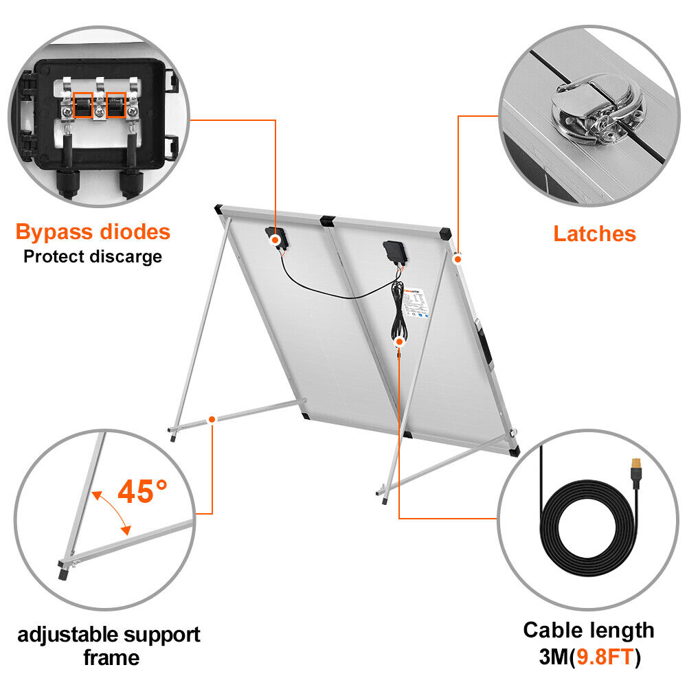 Dokio 150W 12v Foldable Portable Solar Panel Kit for Camping/RV/Power Station