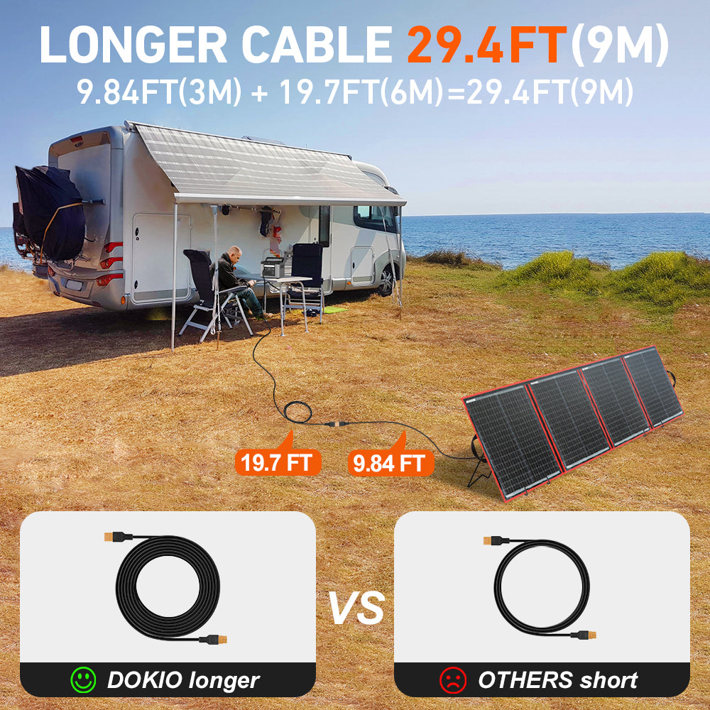 DOKIO XT60 6m Solar Panel Extension Cable with Male & Female Connectors