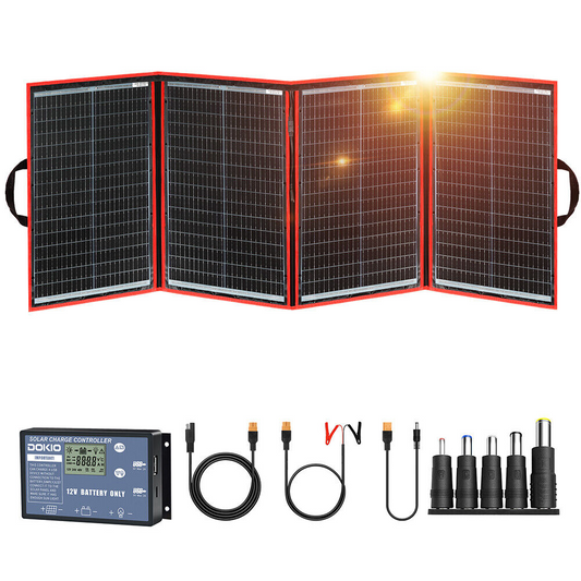 Dokio 200w foldable solar panel for power station/car battery/motorhome/camping