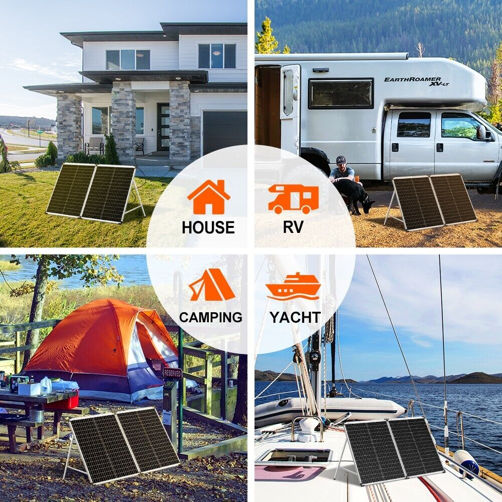 Dokio 100W Tragbares, faltbares Solarpanel-Kit für Camping/Wohnmobil/Autobatterie/Zuhause 