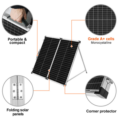 Dokio 150W 12v Foldable Portable Solar Panel Kit for Camping/RV/Power Station