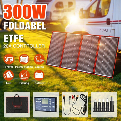 Panneau solaire portable pliable de 300 W pour centrale électrique/camping-car/batterie de voiture/téléphone portable 