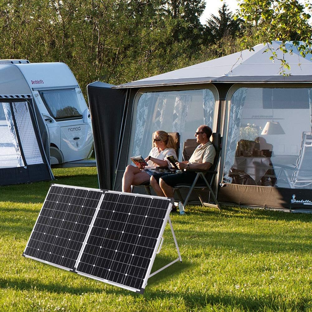 Dokio 150W 12v Foldable Portable Solar Panel Kit for Camping/RV/Power Station