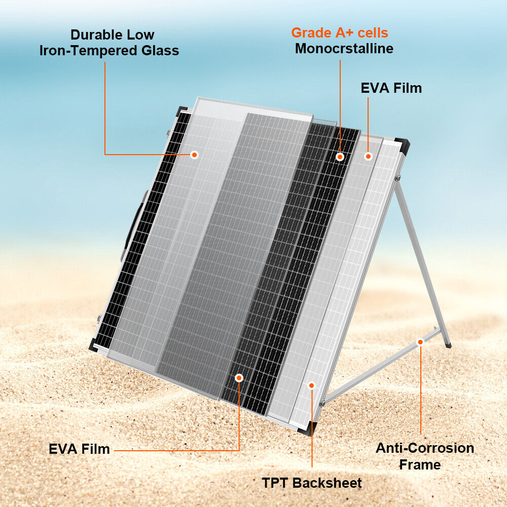 Kit de panneau solaire portable pliable Dokio 150 W 12 V pour camping/camping-car/centrale électrique 