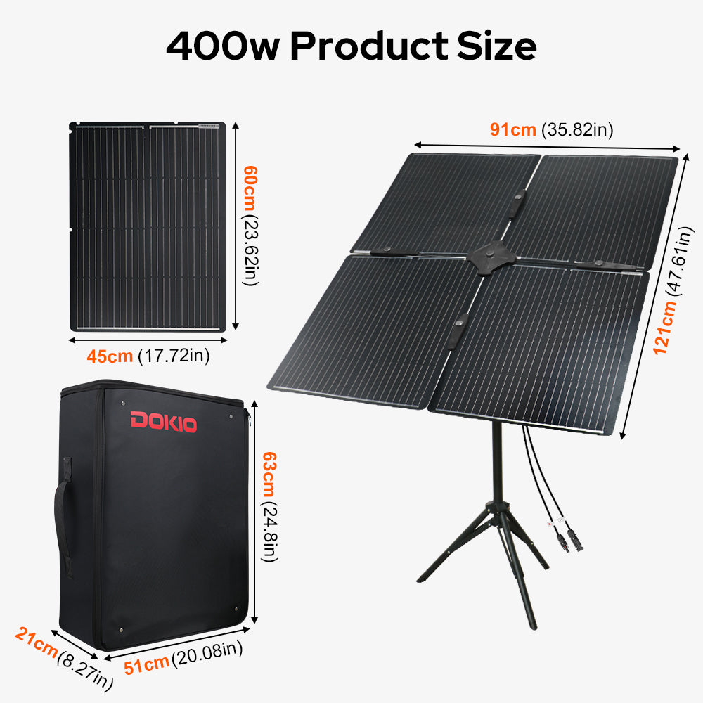 DOKIO 400W Portable Solar Panel Kit (8x50W)