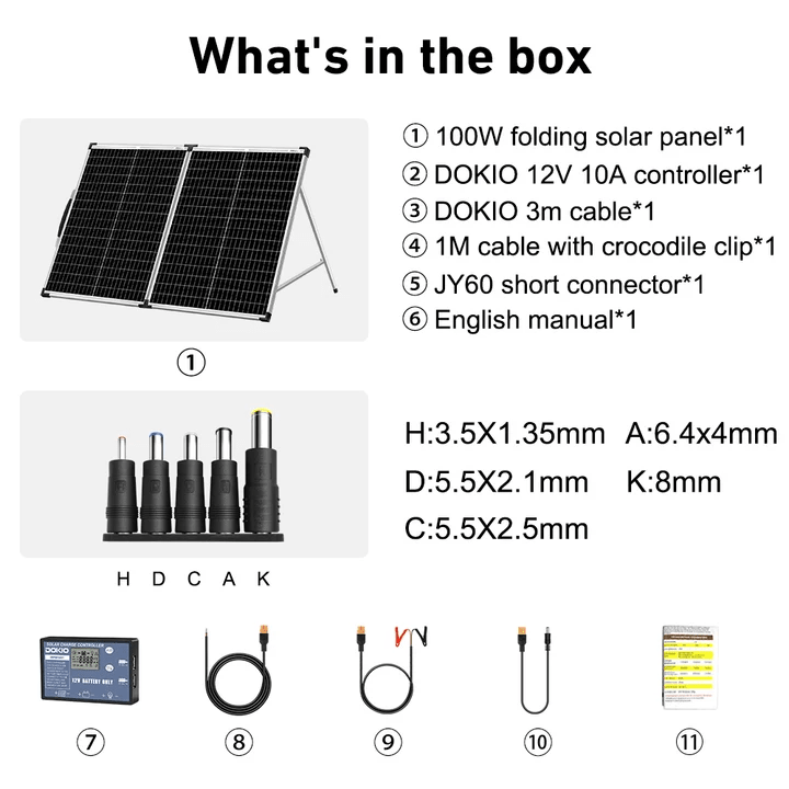 Dokio 100W Portable Solar Suitcase Panel Kit - DOKIO Solar Panel