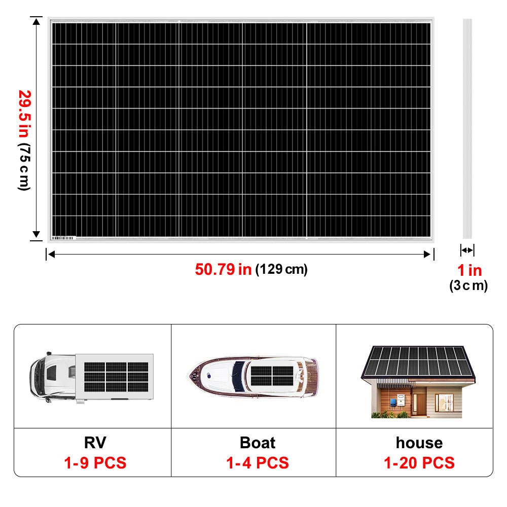 DOKIO 200W N - Type Monocrystalline Rigid Solar Panel - DOKIO Solar Panel