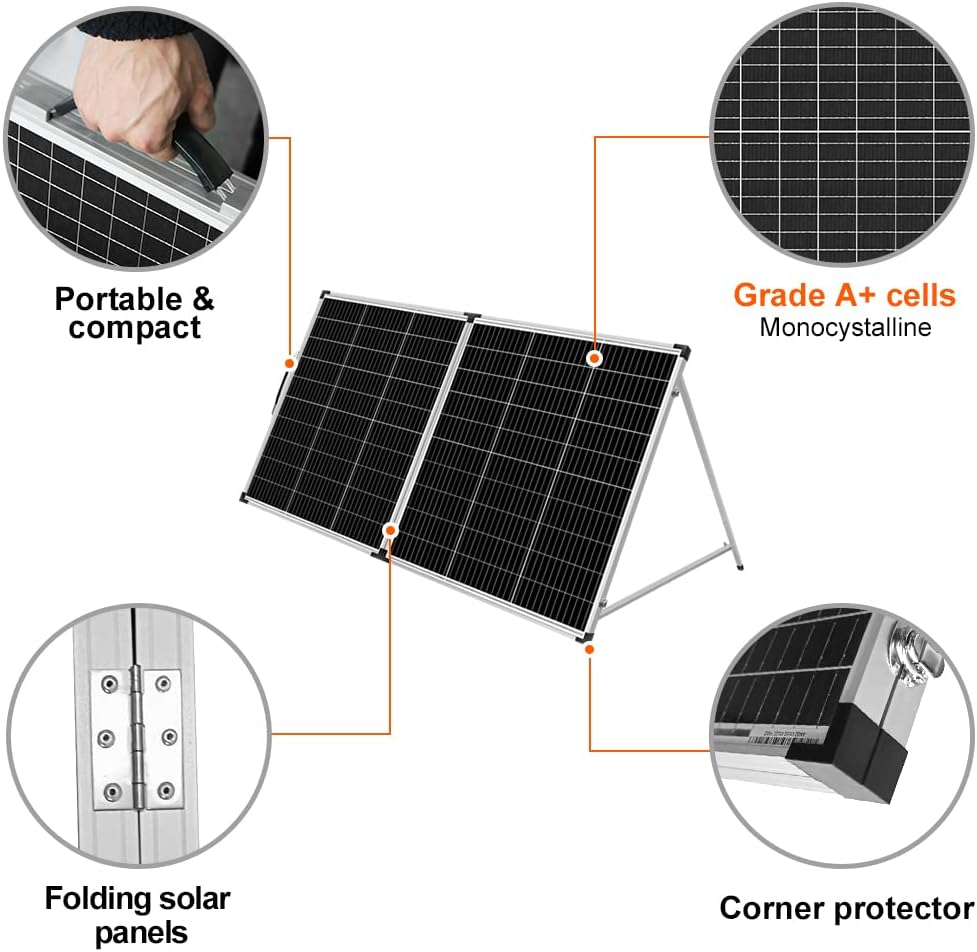 DOKIO 200W Portable Solar Suitcase Panel Kit - DOKIO Solar Panel