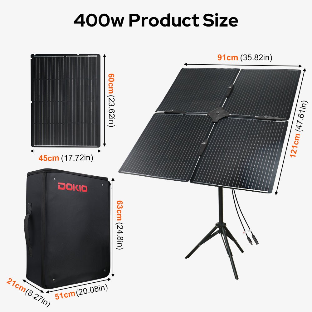 DOKIO 400W Portable Solar Panel Kit (8x50W) - DOKIO Solar Panel