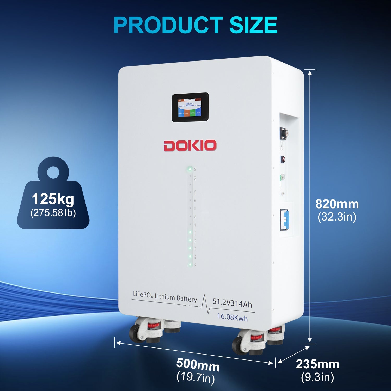 DOKIO PowerCore 314 | 51.2V 314Ah LiFePO₄ Battery 16kWh - DOKIO Solar Panel