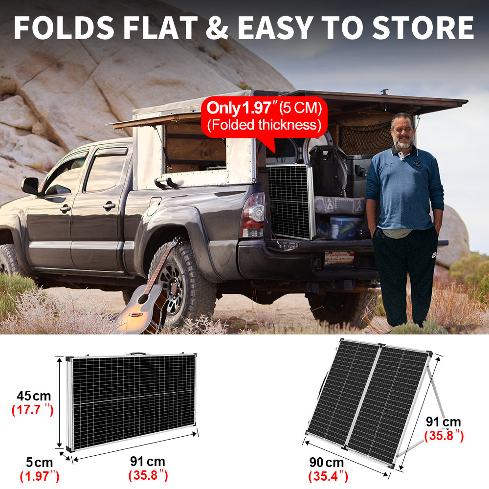 Dokio 150W 12v Foldable Portable Solar Suitcase Panel Kit for Camping/RV/Power Station