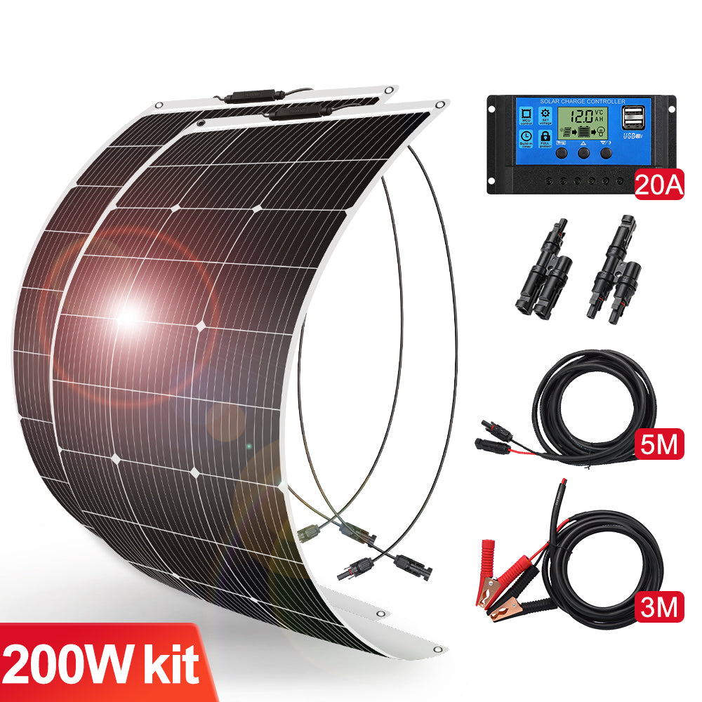 Dokio 100W Flexible Monocrystalline Solar Panel for RV Roofs, Boats & Curved Surfaces